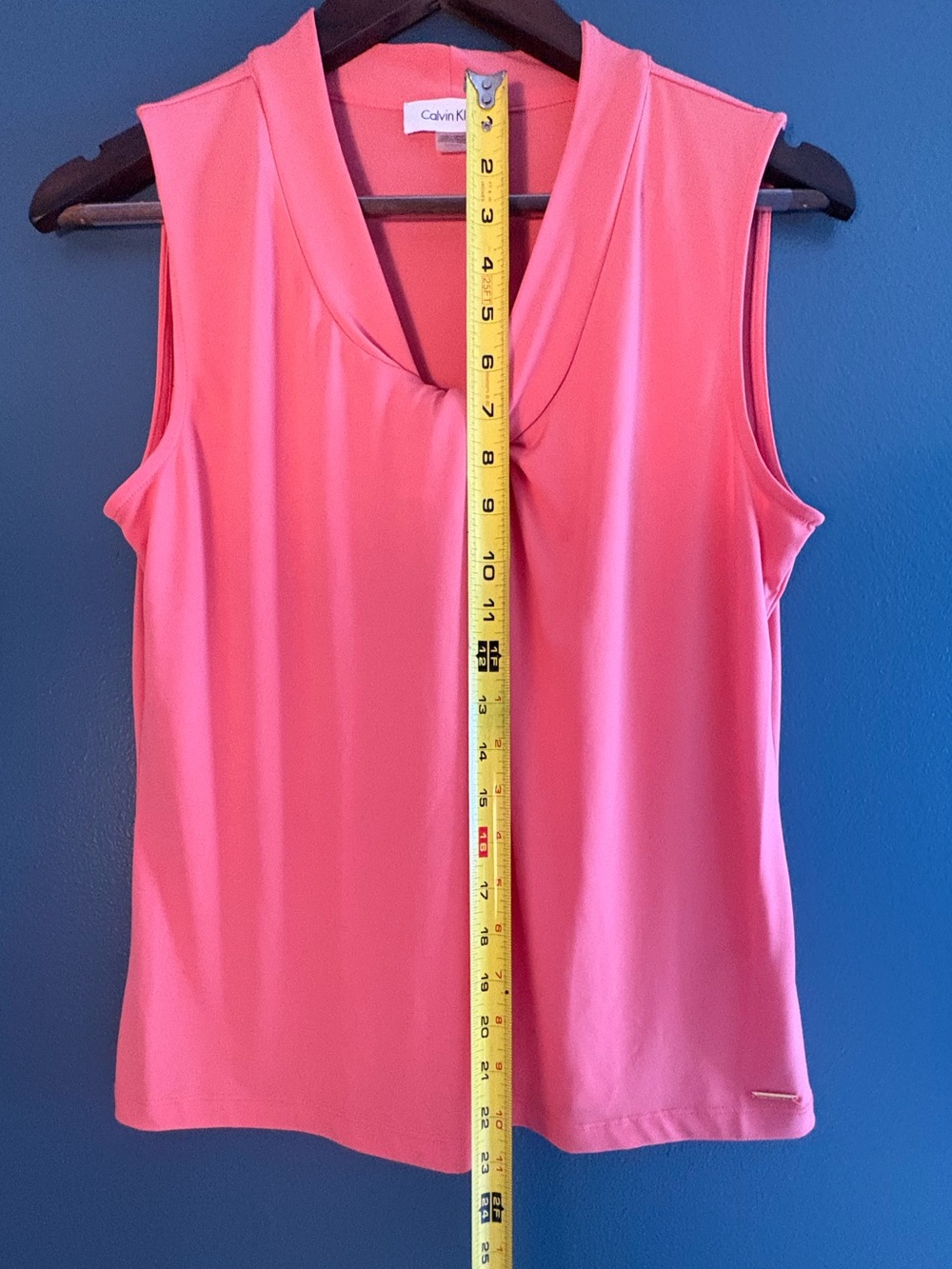 Calvin Klein Coral Knot-Front Sleeveless Womens Top Medium - Picture 3 of 8